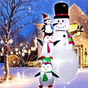 8 Foot Christmas Inflatable Snowman Penguin Decoration with LED Lights